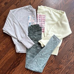 WORKOUT BUNDLE-2 old navy long sleeve sweatshirts, 1 American Eagle leggings.
